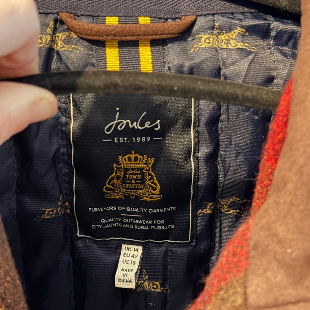 Joules Women's Red Field-coat Plaid  Jacket - Picture 4 of 8